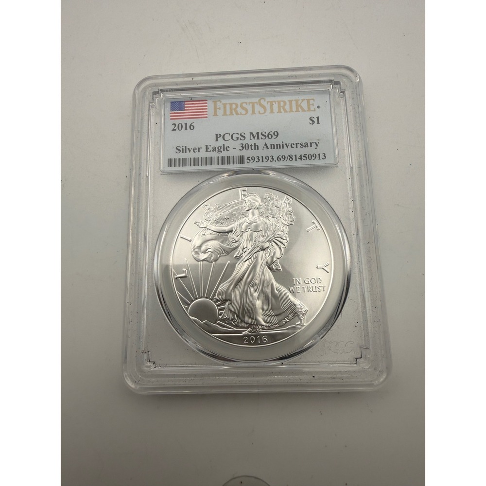 2016 Silver Eagle 30th Anniversary PCGS MS69 First Strike 1oz Fine Silver Dollar